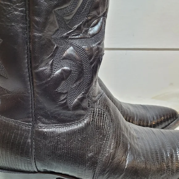 Justin exotic black lizard western boots size 7EEE style 8105 display picture 1